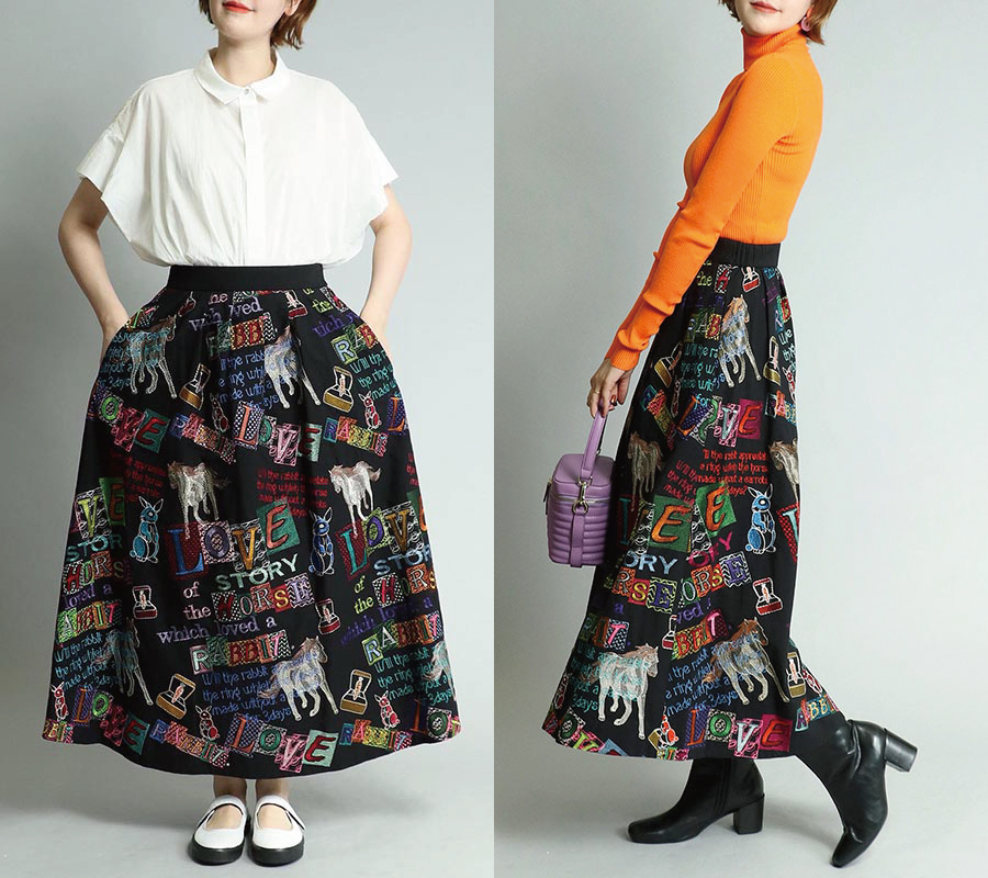 M.\u0026KYOKO 新品未使用　刺繍が芸術的に美しいスカート^_^